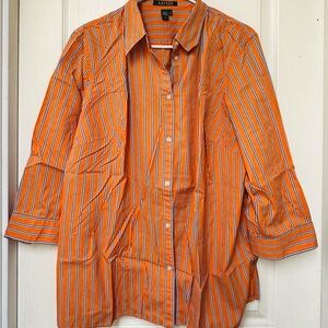 Ralph Lauren Orange and White Striped Shirt
